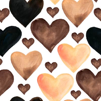 Hearts in differing sizes and skin tones